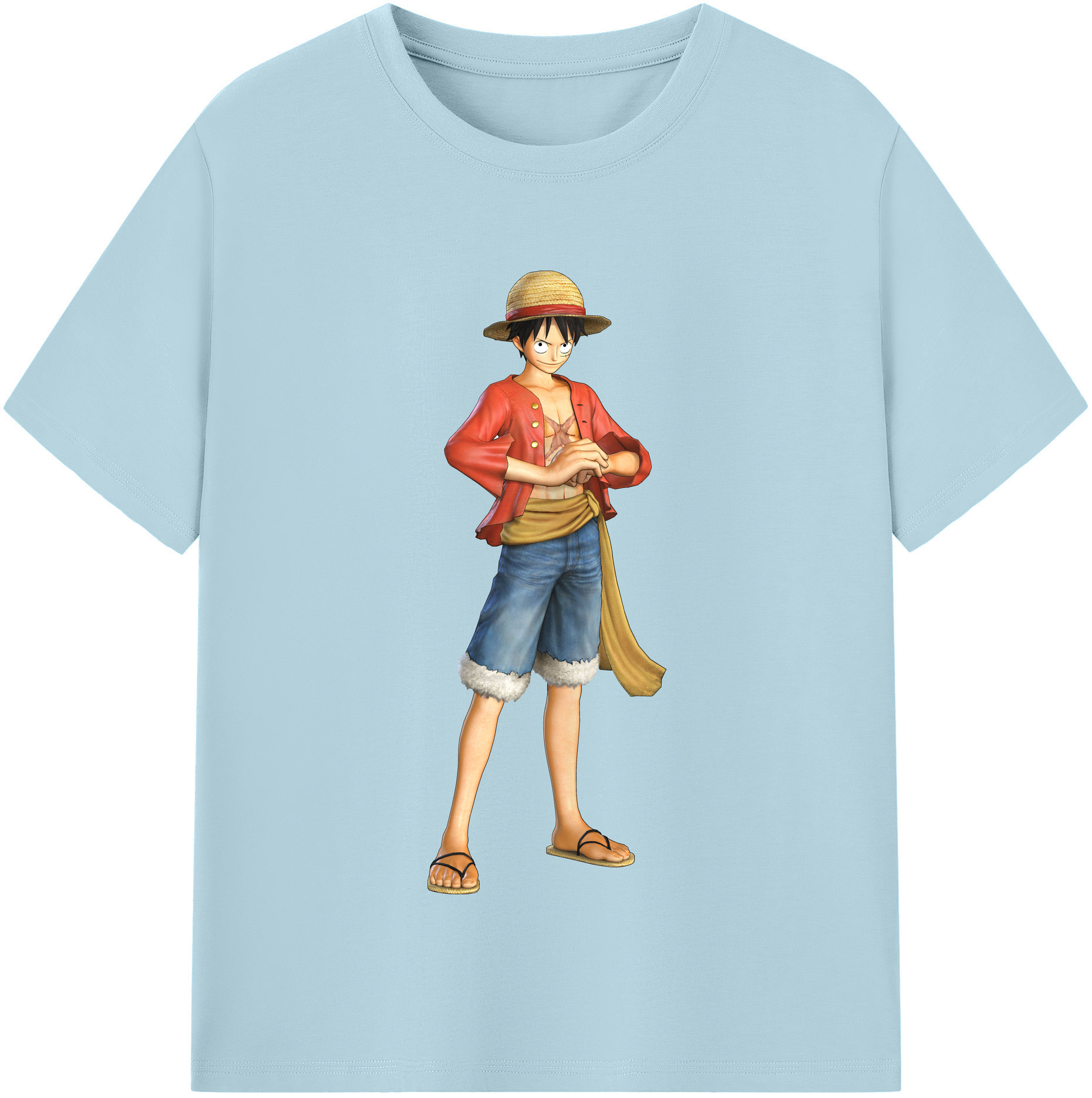 ワンピース モンキー・D・ルフィ ONE PIECE Monkey D. Luffy 綿100％半袖Tシャツ（フロントプリント）